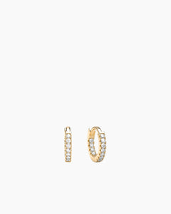 Stone Huggie Hoops Gold