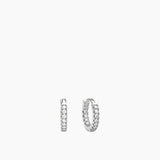 Stone Huggie Hoops Silver