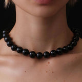 Large Black Bead Necklace