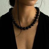 Large Black Bead Necklace