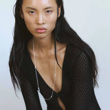 Thin Pearl Necklace Silver