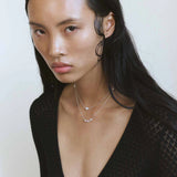 Thin Pearl Necklace Silver