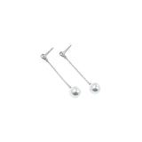 Long Pearl Earrings Silver