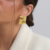 Checkered Earrings Gold