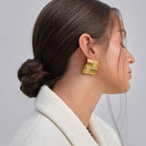 Checkered Earrings Gold