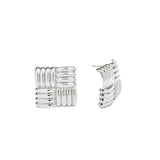 Checkered Earrings Silver