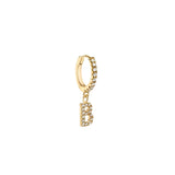 Stone Letter Hoop Gold