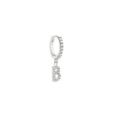 Stone Letter Hoop Silver