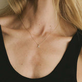 Stone Letter Necklace Gold