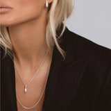 White Pendant Necklace Silver