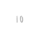 Stone Huggie Hoops Silver