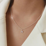 Stone Letter Charm Silver
