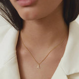 Stone Letter Charm Gold