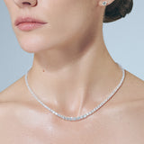 Dropped Tennis Necklace Silver