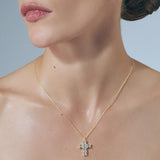Emerald Cross Necklace Gold