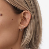 Stone Huggie Hoops Gold