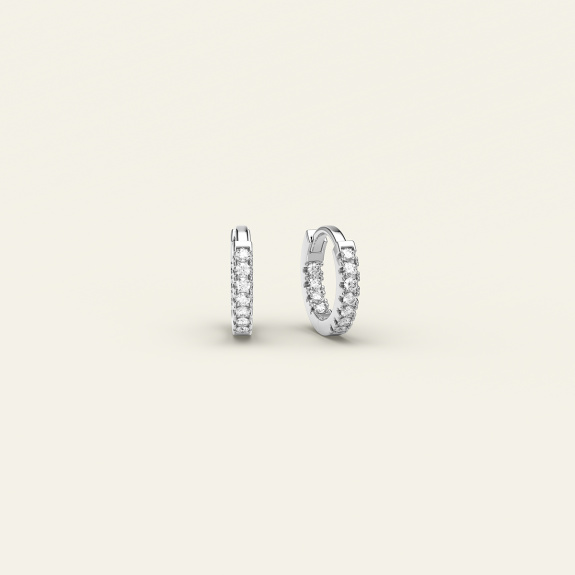 Stone Huggie Hoops Silver - 6 mm in the group Shop / Earrings at ANI (ANI-0124-002)