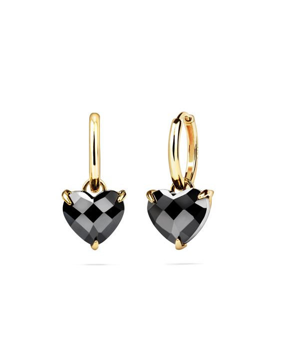 Black Heart Huggies Gold in the group Shop / Earrings at ANI (ANI-0125-49)