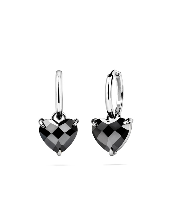 Black Heart Huggies Silver in the group Shop / Earrings at ANI (ANI-0125-50)