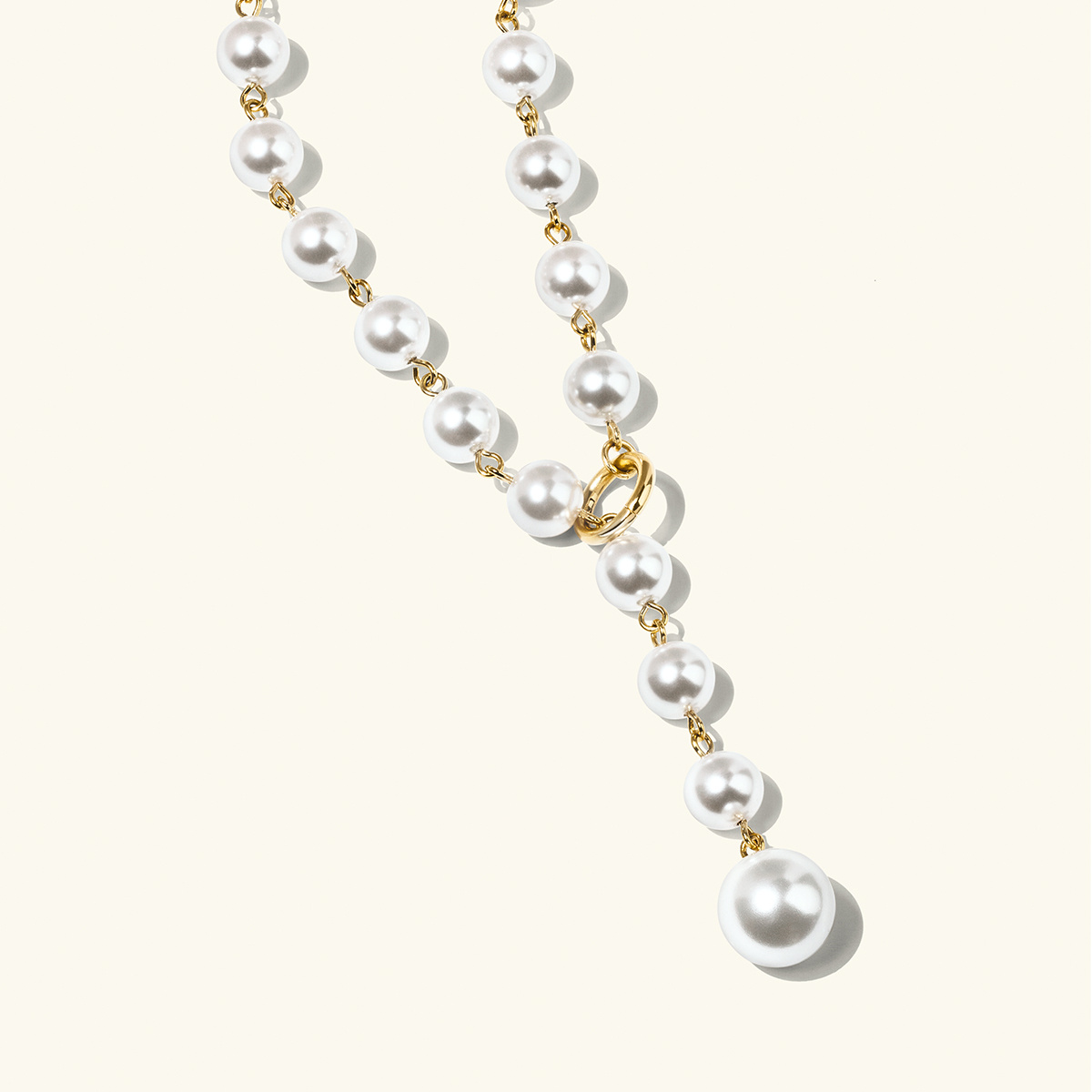 Long Pearl Necklace Gold