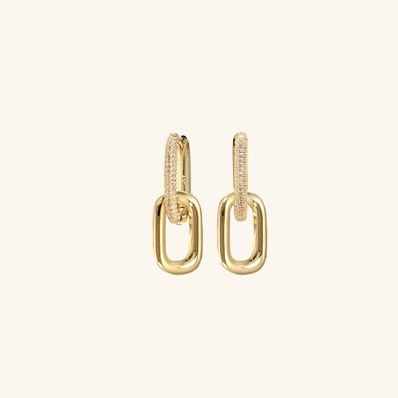 Chain Earrings Pavé Gold in the group Shop / Earrings at ANI (ANI-1023-015)