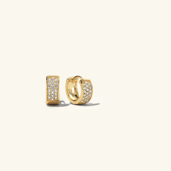 Pavé Bold Huggie Hoops Gold in the group Shop / Earrings at ANI (ANI03039)