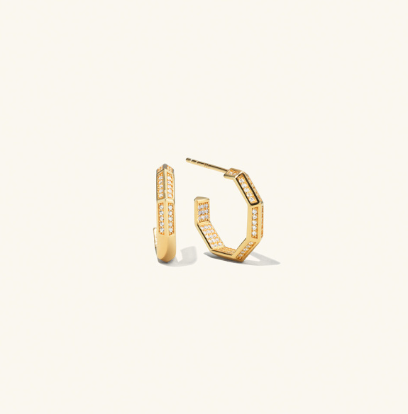 Pavé Octagon Earrings Gold in the group Shop / Earrings at ANI (ANI231011)