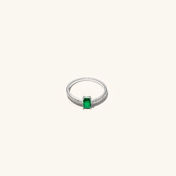 Baguette Ring Green Silver in the group Shop / Rings at ANI (ANI414)