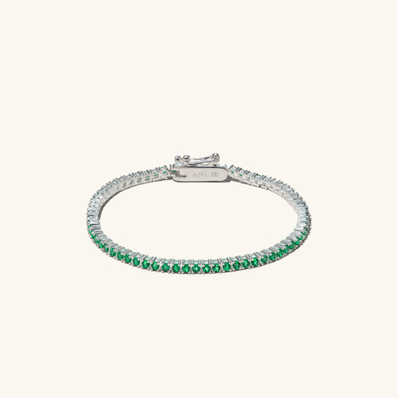 Tennis Bracelet Green Silver - 18 cm in the group Shop / Bracelets at ANI (ANI601)