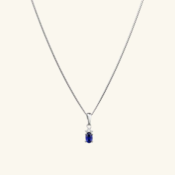 Sapphire Blue Pendant Necklace Silver in the group Shop / Necklaces at ANI (ANI641)