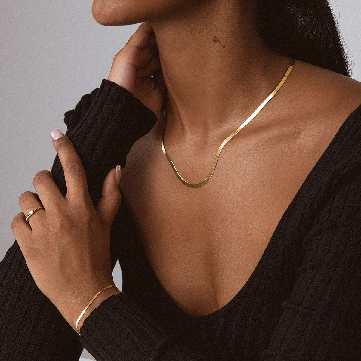 Gold Herringbone Bracelet – Jami
