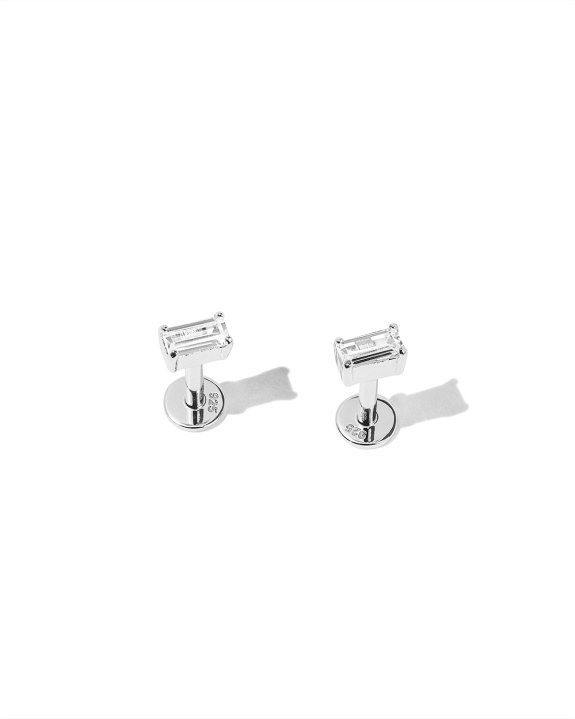 Baguette Labret Silver - Pair in the group Shop / Earrings at ANI (ANI_SET_037)