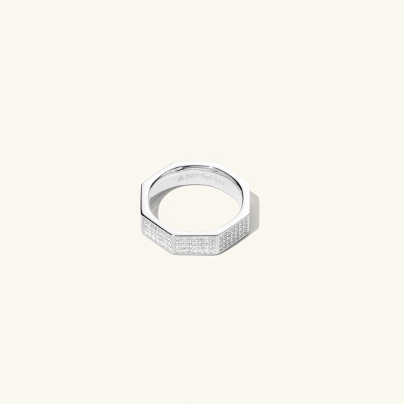 Pavé Chunky Octagon Ring Silver in the group Shop / Rings at ANI (ANI_VA_014)