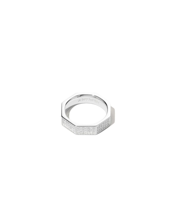 Pavé Chunky Octagon Ring Silver in the group Shop / Rings at ANI (ANI_VA_014)