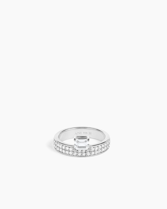 Double Sopra Pavé Ring Silver in the group Shop / Rings at ANI (ANI_VA_099)